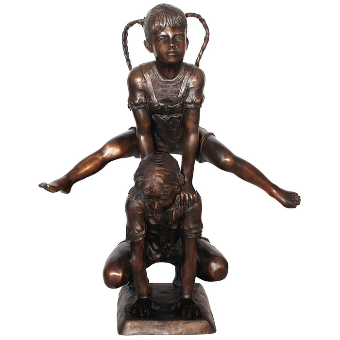 Boy and Girl Playing Leapfrog- Bronze