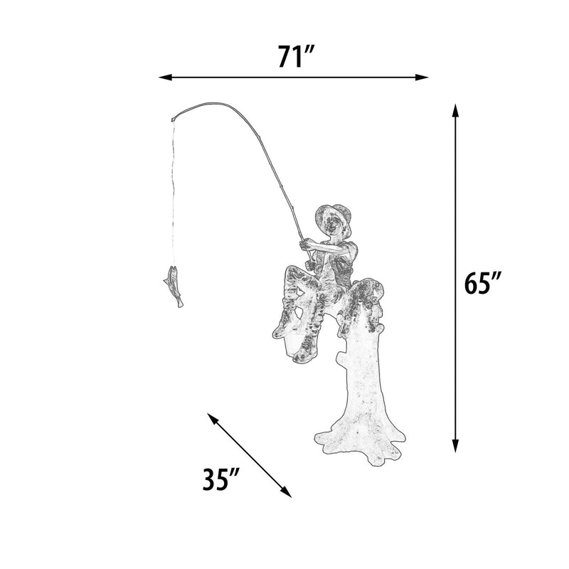 Boy Fishing with Dog Bronze Sculpture