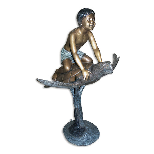 Boy Riding Turtle Bronze Fountain