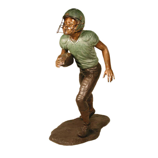 Boy Running with Football Bronze Sculpture
