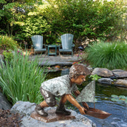 Boy With Boat Bronze Garden Statue