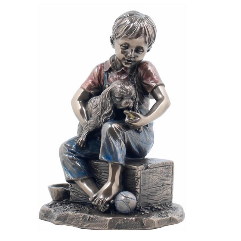 Boy with Puppy Dog Sculpture