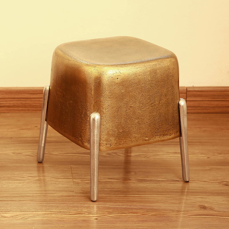Brass and Nickel Finish 4-Legged Side Table