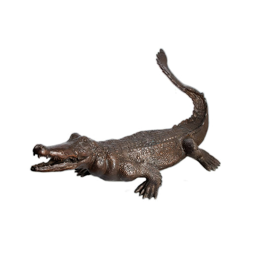 Bronze Alligator Sculpture - Tail Up
