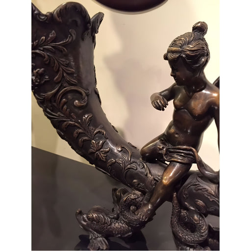 Bronze Angel on Horn Statue/Centerpiece Detail