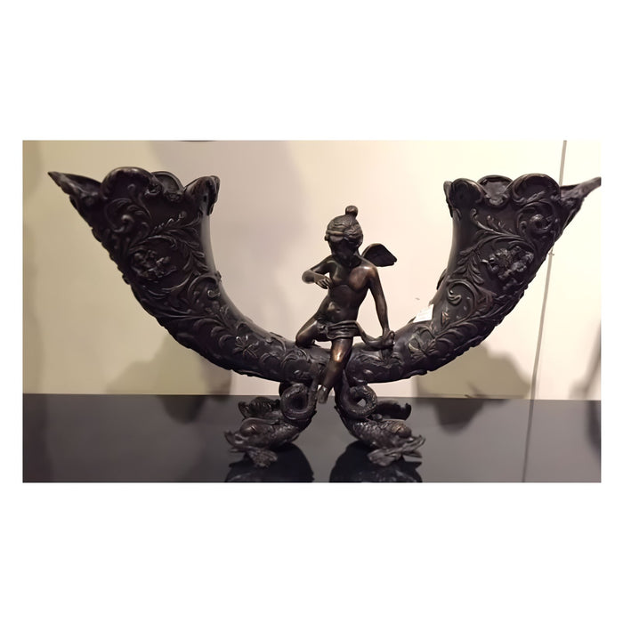 Bronze Angel on Horn Statue/Centerpiece