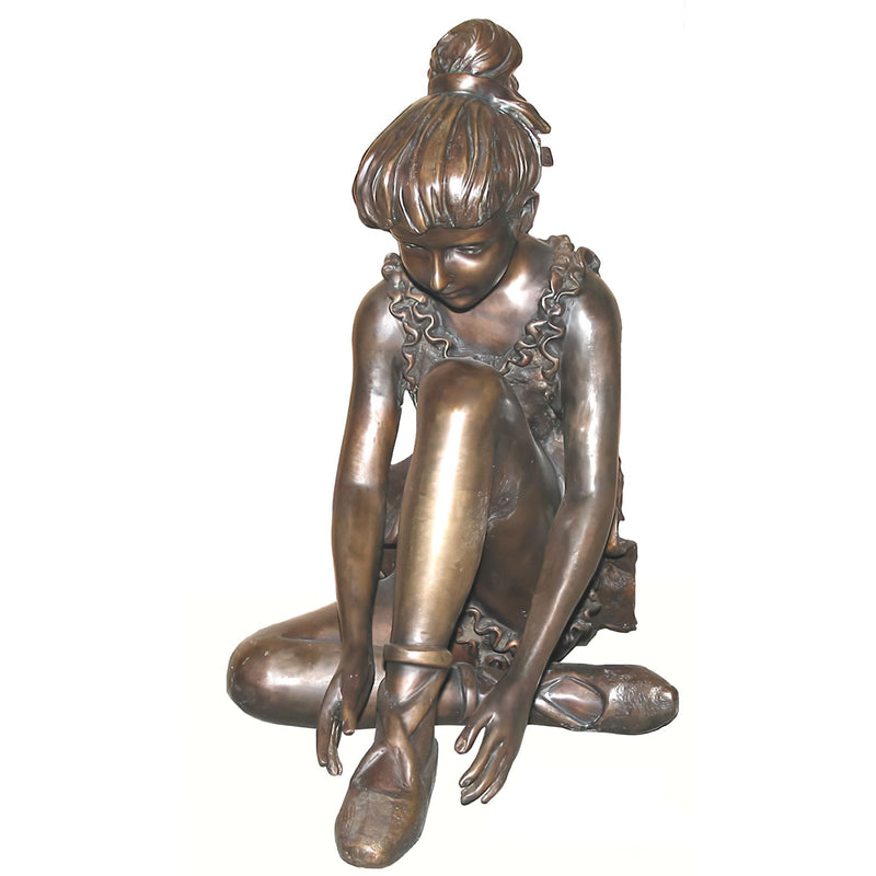 Bronze Ballerina Tying Shoe Sculpture