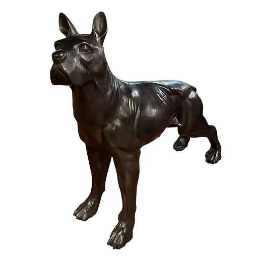 Bronze Boxer Dog Standing Statue