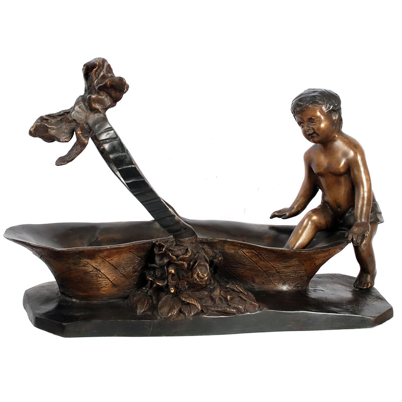 Bronze Boy with Big Basket Statue