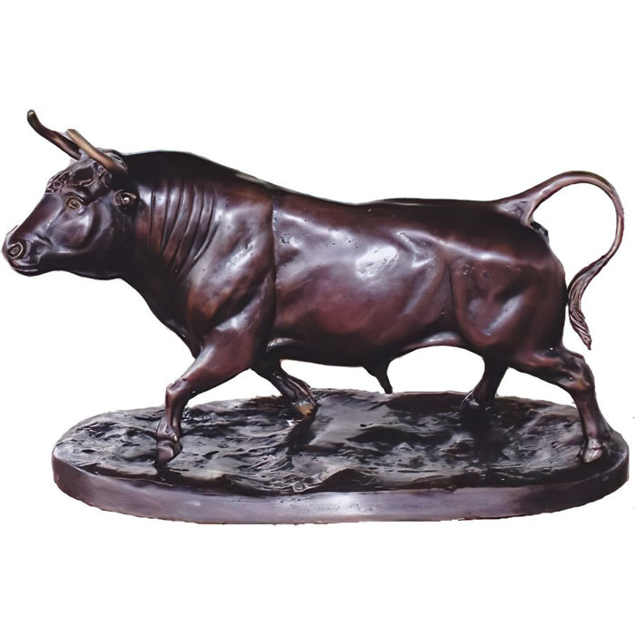 Bronze Bull Sculpture on Base