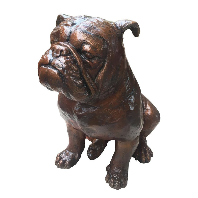 Bronze Bulldog Sitting Sculpture