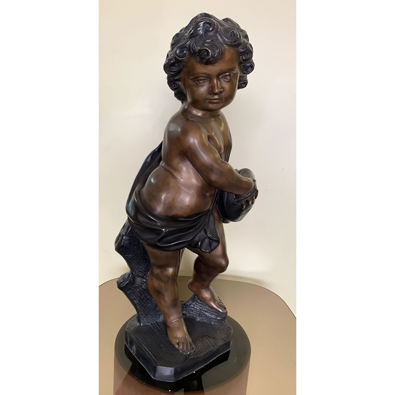 Bronze Cherub with Cymbals Statue
