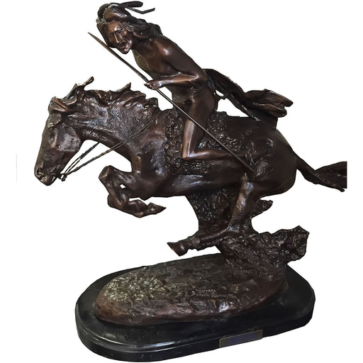 Bronze Cheyenne Indian on Horse Statue
