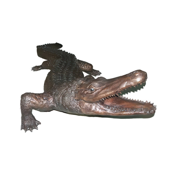Bronze Crocodile Sculpture, Extra Large - Close Up View