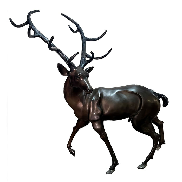 Bronze Deer With Head Turned Sculpture