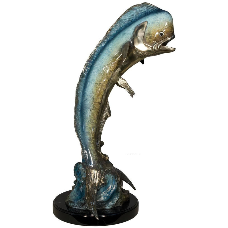 Bronze Dorado-Mahi Mahi Statue on Marble Base