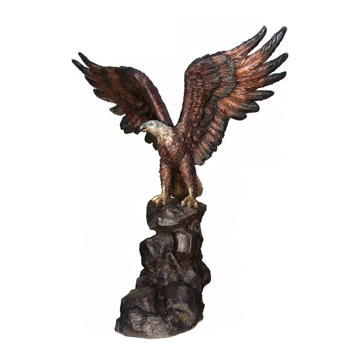 Bronze Eagle on Rock Sculpture, Wings Up