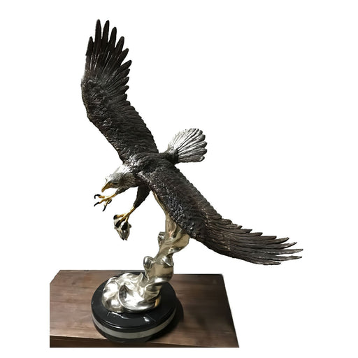 Bronze Eagle with Fish on Marble Base
