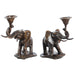 Bronze Elephant Candleholder Pair
