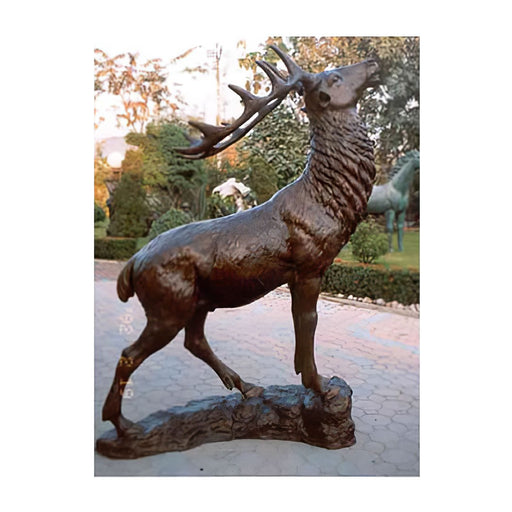 Bronze Elk Sculpture on Base, Large