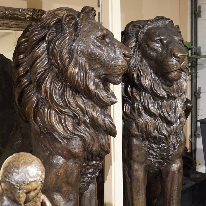 Giant Bronze Estate Entrance Lion Sculptures-Pair