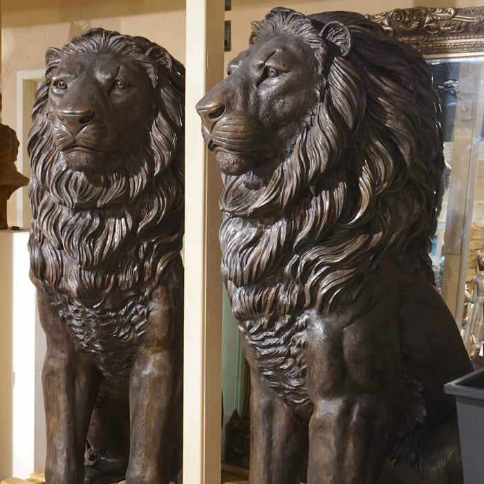 Giant Bronze Estate Entrance Lion Sculptures-Pair