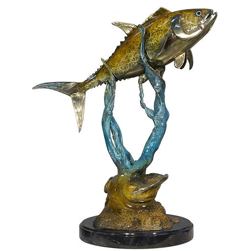 Bronze Fish Statue on Marble Base- Special Patina