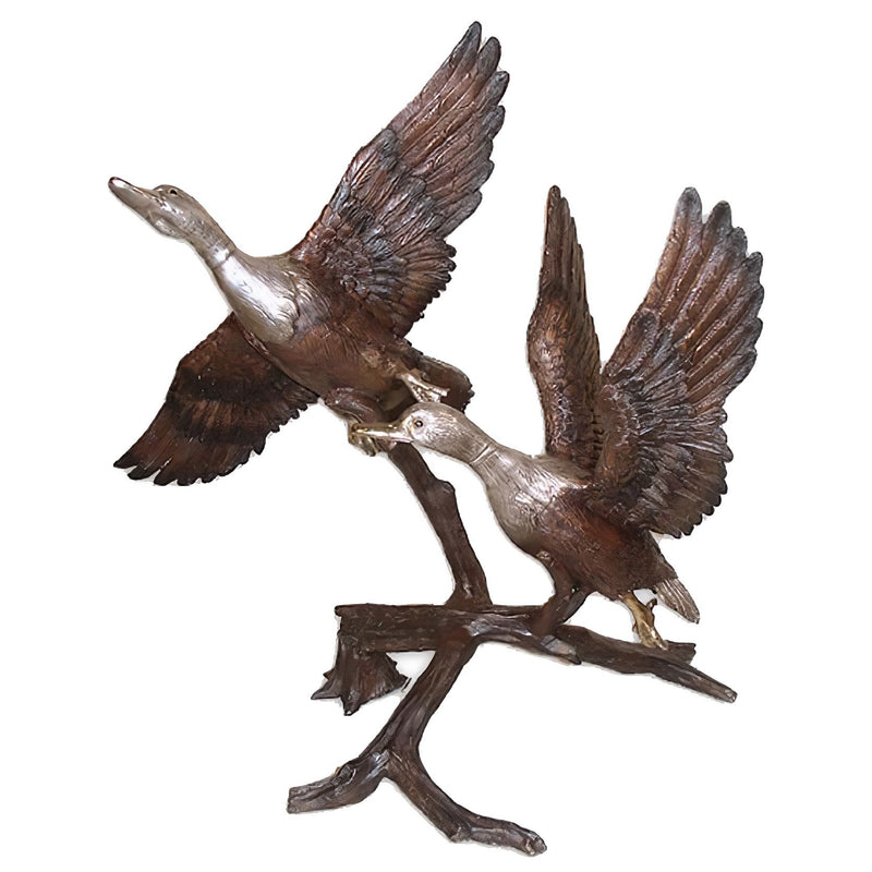 Bronze Flying Ducks on Branch Fountain