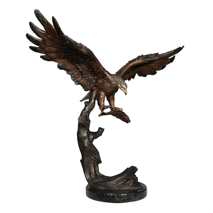 Bronze Flying Eagle on Branch Sculpture