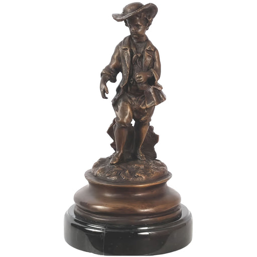Bronze French Boy with Hat Statue