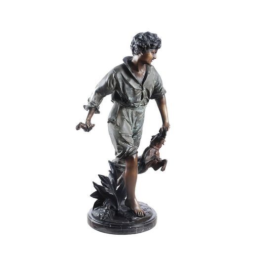 Bronze- "Friend" Boy with Dog Statue