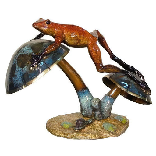 Bronze Frog on Mushroom Statue