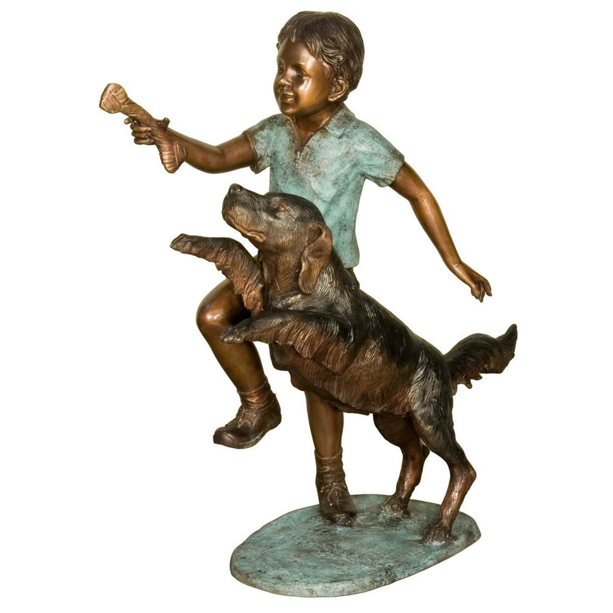 Boy with Dog Bronze Sculpture — AllSculptures