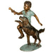 Boy Running With Dog Bronze Garden Statue