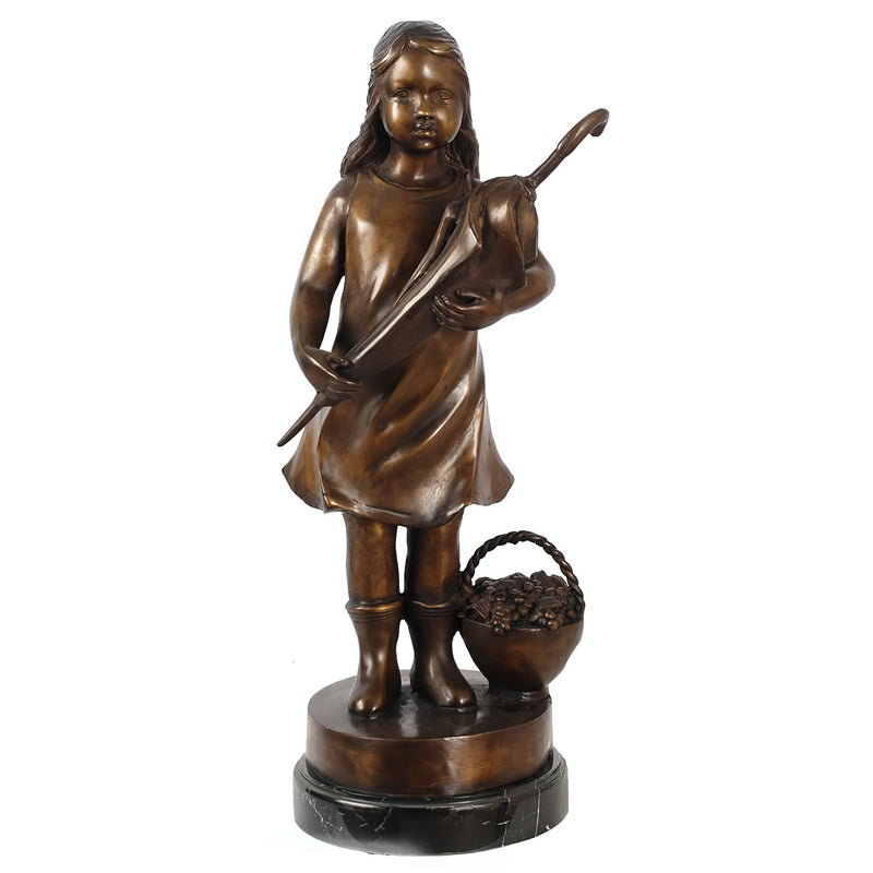 Bronze Girl Holding Umbrella Statue