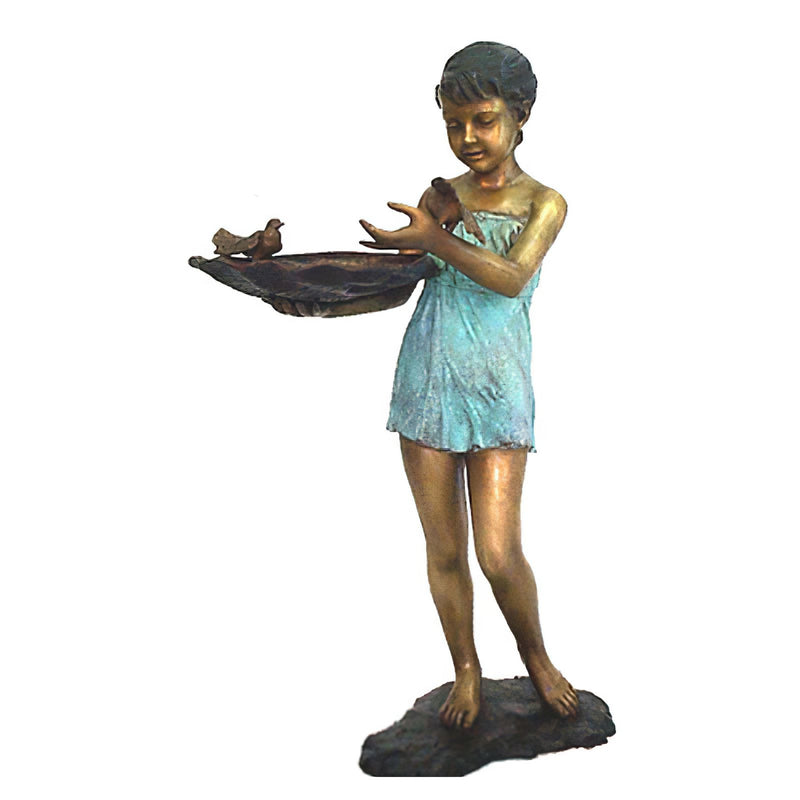 Bronze Girl with Shell and Birds Fountain