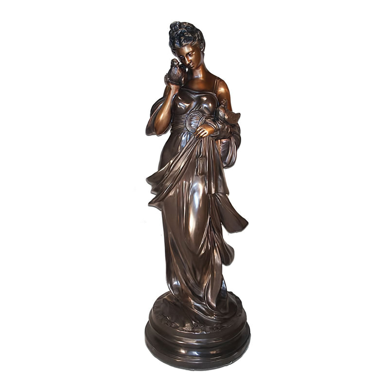Bronze Goddess Diana with Doves Sculpture