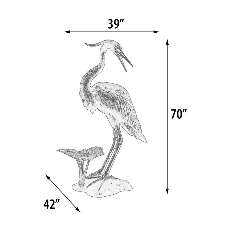 Heron with Plant Bronze Fountain