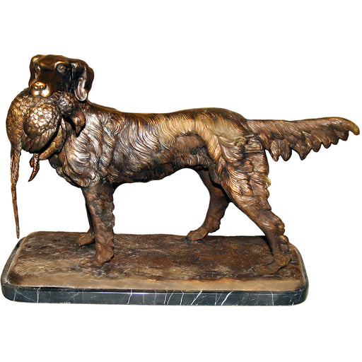 Bronze Hunting Bird Dog with Quail