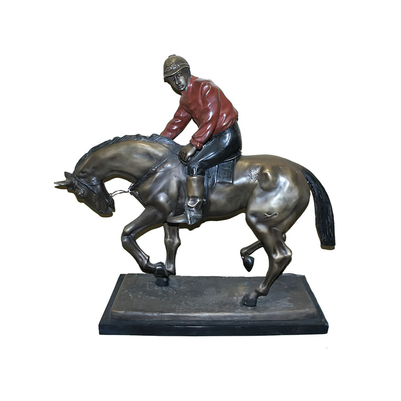 Bronze Jockey on Horse Sculpture
