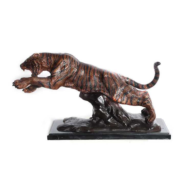 Bronze Jumping Tiger Sculpture