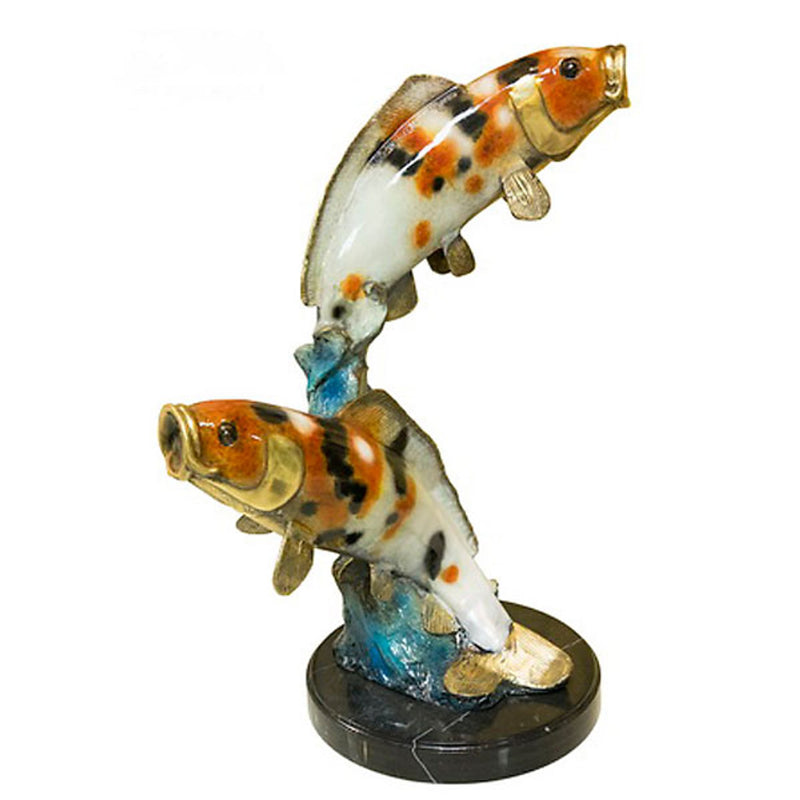 Koi Fish Bronze Sculpture on Marble Base