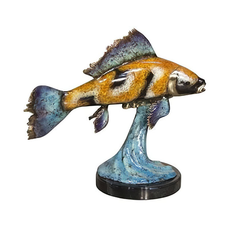 Bronze Koi Fish Statue on Marble Base