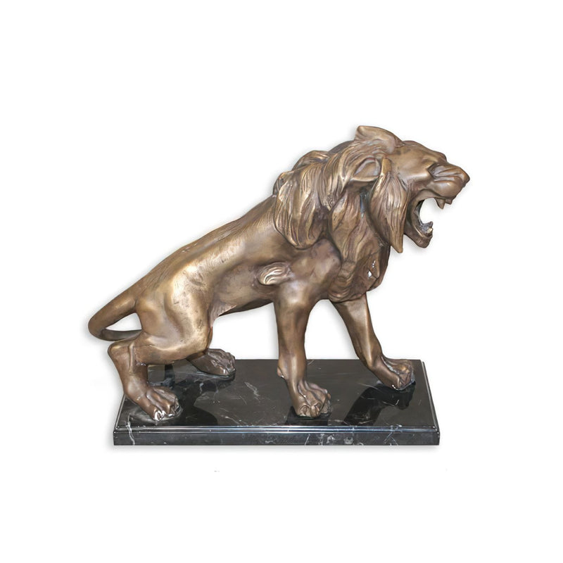 Bronze Lion of Paris Statue on Marble Base
