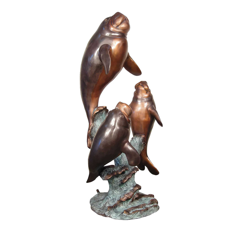 Swimming Manatee Bronze Fountain