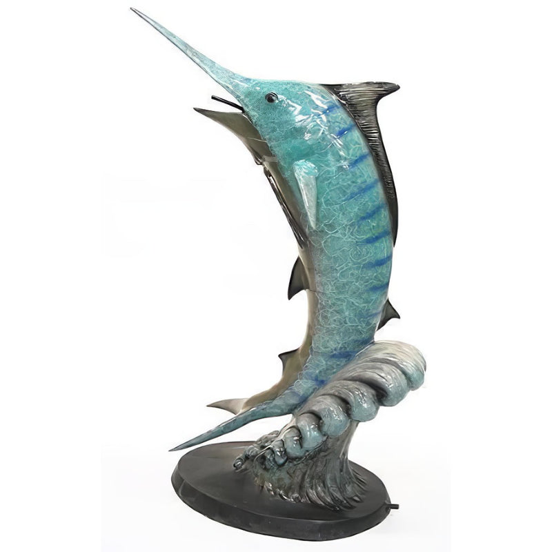 Bronze Marlin on Wave Fountain