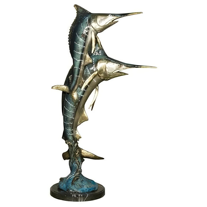 Bronze Marlin Statue on Marble Base