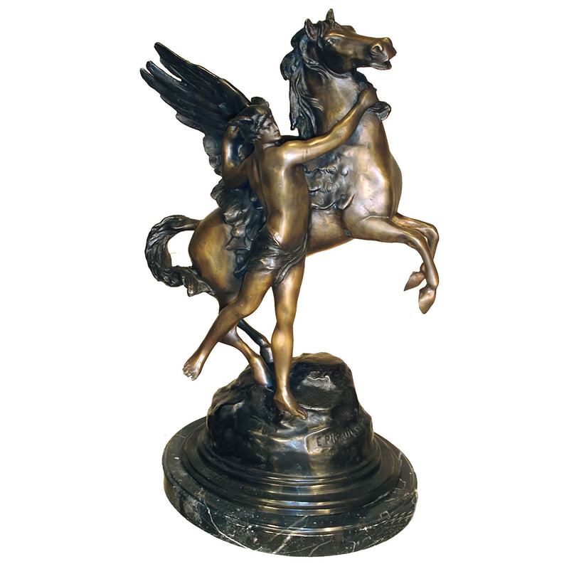 Bronze Mercury and Pegasus on Marble Base