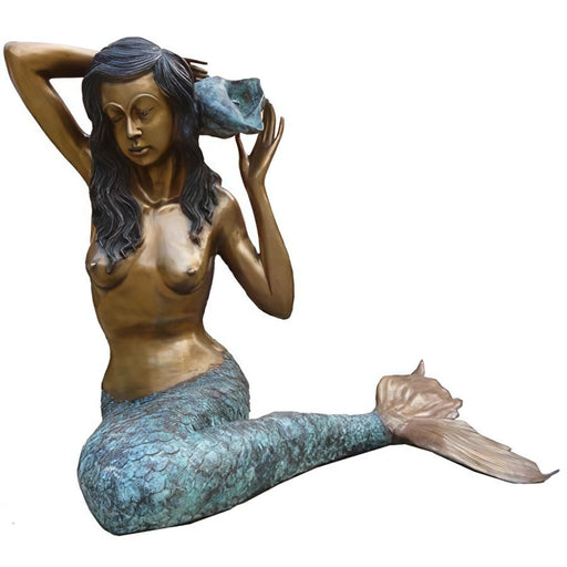 Bronze Mermaid Holding Shell Fountain