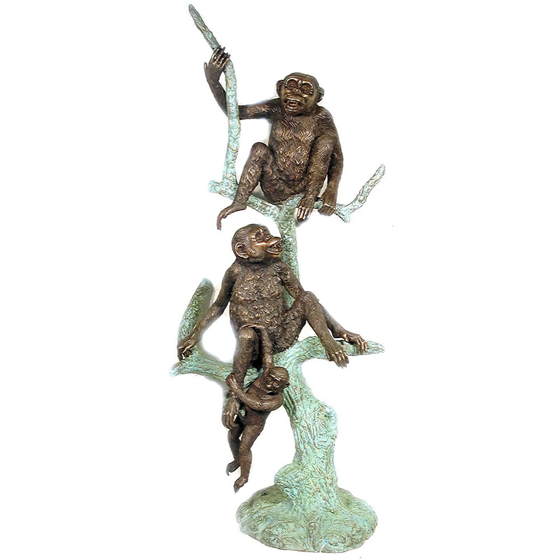 Bronze Monkeys on Tree Sculpture